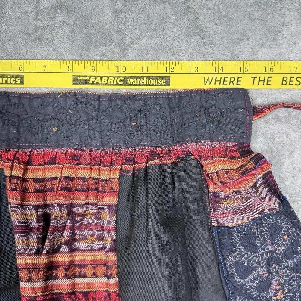 Handmade Guatemalan Embroidered Beaded Apron Floral Folk Art Boho Zipper Pockets